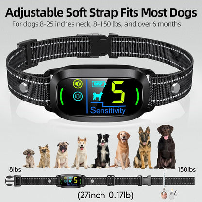Dog Bark Collar,  Rechargeable Smart Barking Collar, anti Barking Training Collar with 5 Adjustable Sensitivity Beep Vibration Shock, Bark Shock Collar for Large Medium Small Dogs