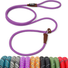 Durable Slip Lead Dog Leash, 6 FT X 3/8" Heavy Duty Comfortable Strong Rope Slip Lead for Small Dogs and Puppies, No Pull Pet Training Leash with Highly Reflective(3/8", Purple)