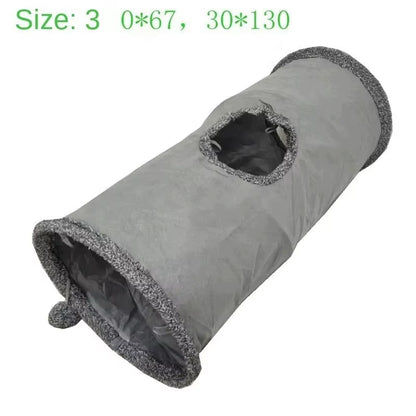 Collapsible Cat Tunnel Kitten Play Tube for Large Cats Dogs Bunnies with Ball Fun Cat Toys 2 Suede Peep Hole Pet Toys WF