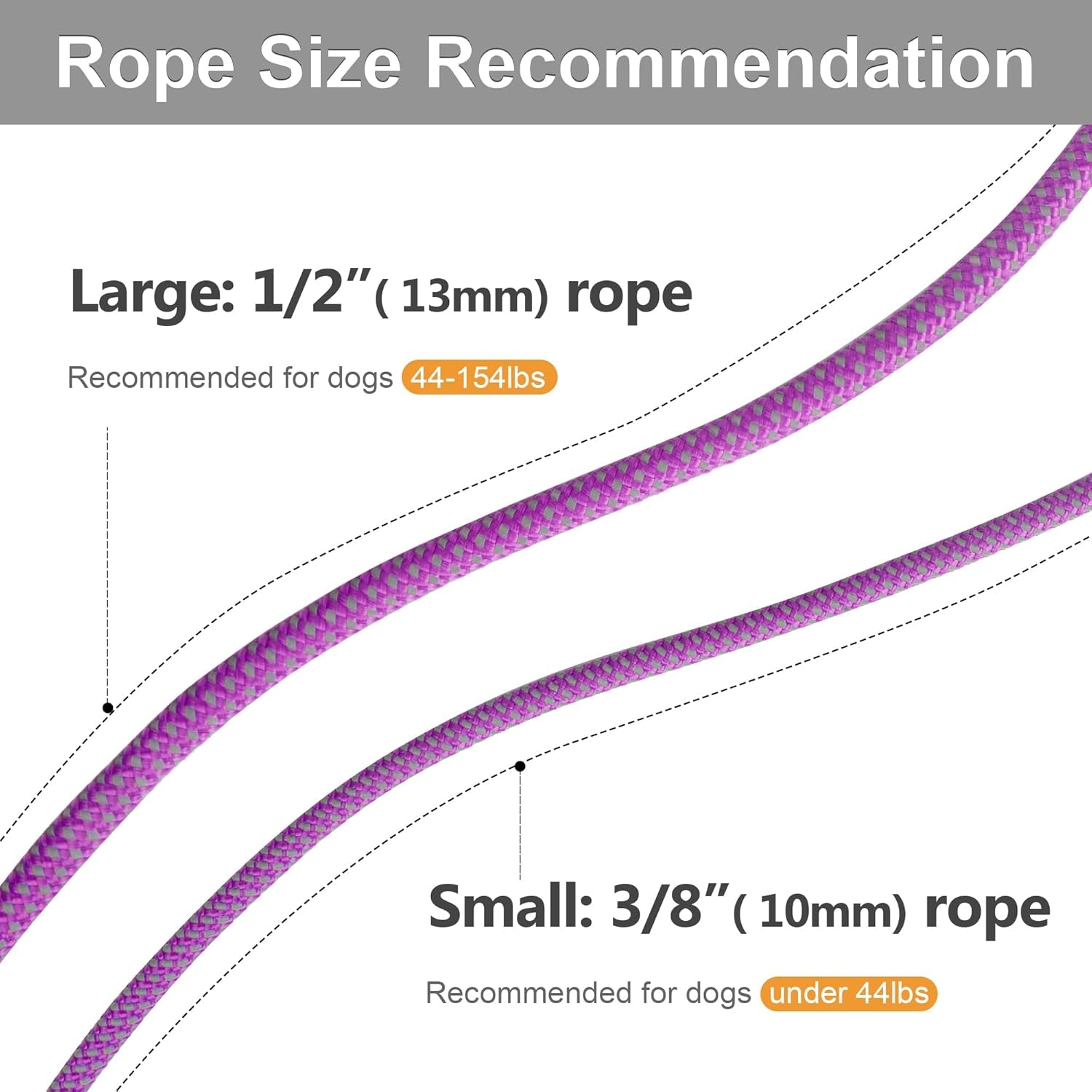 Durable Slip Lead Dog Leash, 6 FT X 3/8" Heavy Duty Comfortable Strong Rope Slip Lead for Small Dogs and Puppies, No Pull Pet Training Leash with Highly Reflective(3/8", Purple)