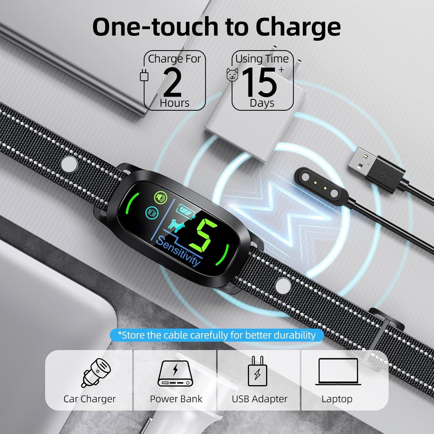 Dog Bark Collar,  Rechargeable Smart Barking Collar, anti Barking Training Collar with 5 Adjustable Sensitivity Beep Vibration Shock, Bark Shock Collar for Large Medium Small Dogs
