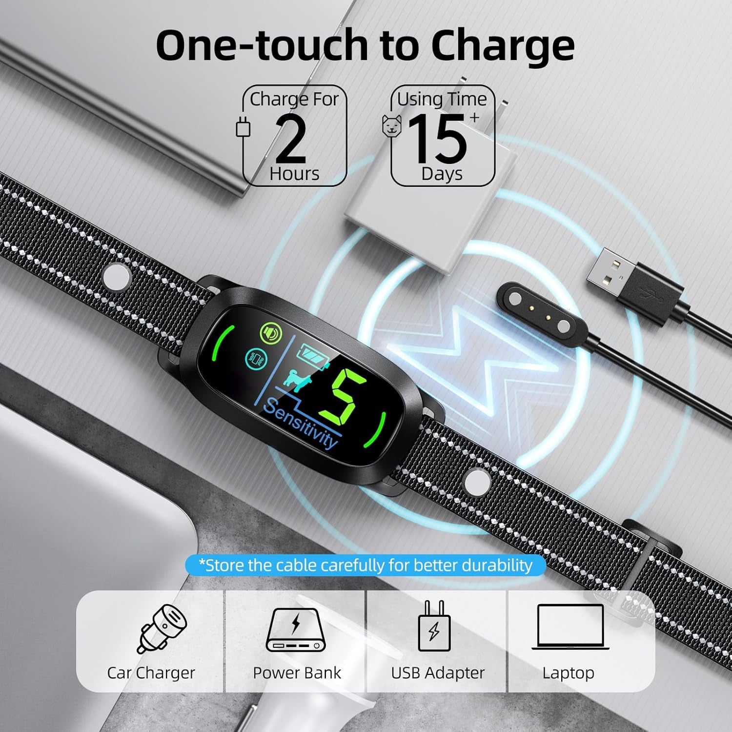 Dog Bark Collar,  Rechargeable Smart Barking Collar, anti Barking Training Collar with 5 Adjustable Sensitivity Beep Vibration Shock, Bark Shock Collar for Large Medium Small Dogs