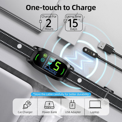 Dog Bark Collar,  Rechargeable Smart Barking Collar, anti Barking Training Collar with 5 Adjustable Sensitivity Beep Vibration Shock, Bark Shock Collar for Large Medium Small Dogs