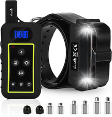2KM (1.25 Mile/6600 Ft) Long Range Dog Training Collar Safe Shock Collar with Remote Shock,Vibrate,Tone, Flashing Beacon Lights Waterproof Rechargeable Dog Hunting Add up to 3 Collars