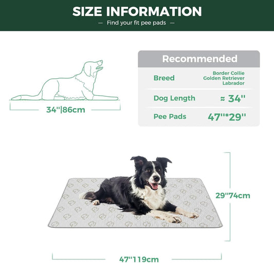 Washable Pee Pads for Dogs, Puppy Pads with Super Absorbent, Specifically Designed for 122Cm Dog Crates, 119Cm ×74Cm Rectangle, Khaki, 2 Packs