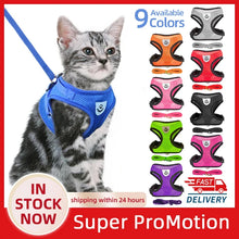 Cat Harness Vest Walking Lead Leash for Puppy Dogs Collar Polyester Adjustable Mesh Dog Harness for Small Medium Pet Accessories
