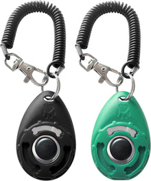 Pet Training Clicker with Wrist Strap - Dog Training Clickers (Black +Lake Blue)