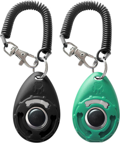 Pet Training Clicker with Wrist Strap - Dog Training Clickers (Black +Lake Blue)