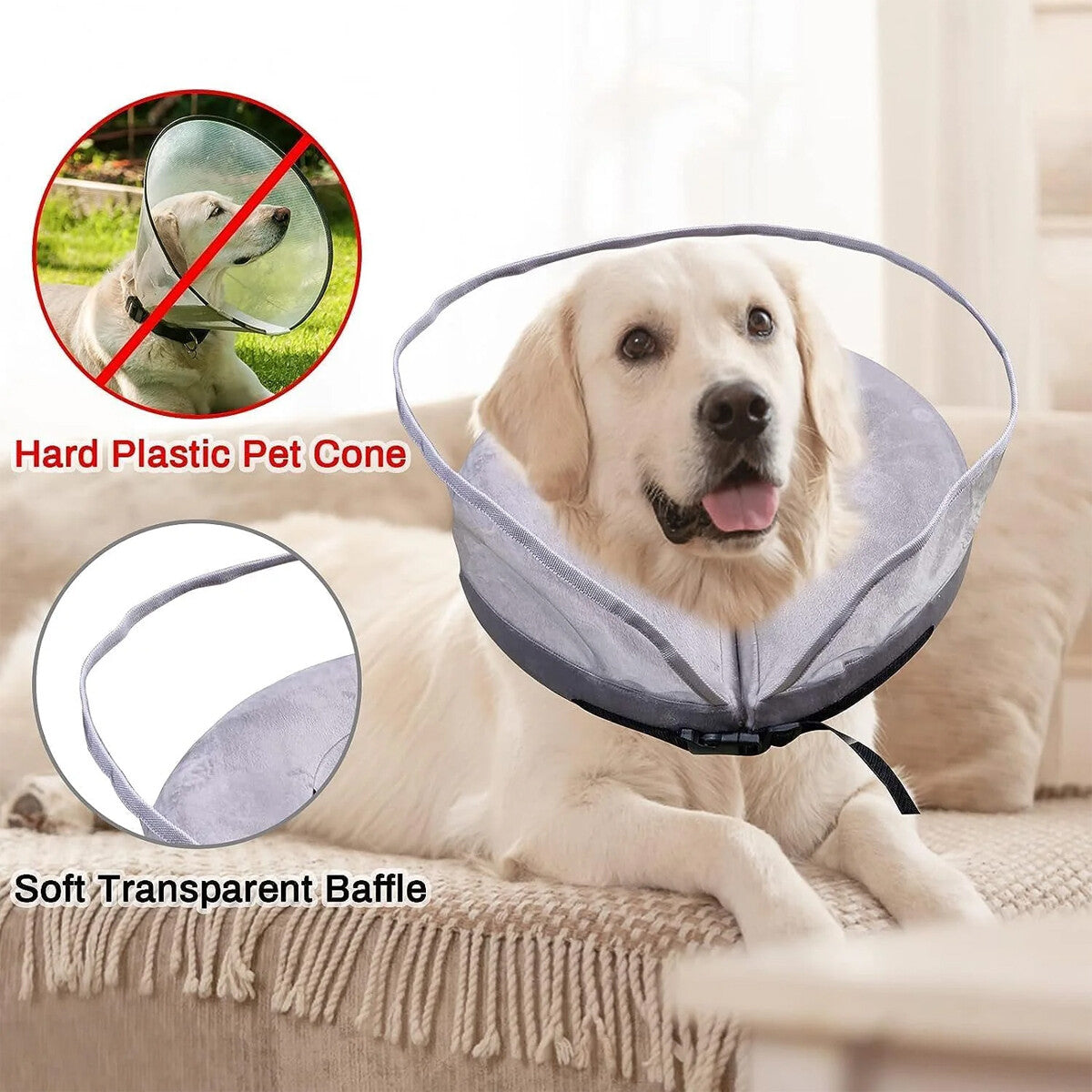 Pet Inflatable Recovery Collar Protective Medical Wound Healing Cone Fordogscats