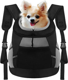 Dog Backpack Carrier, Front Chest Carrier for Cat Small Dogs, Pet Carrying Bag for Travel Hiking Cycling Outdoor Black S (Suggested Pet Height 7-10 In, 2-6 Lbs)