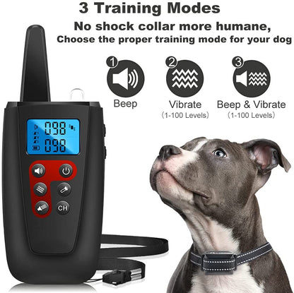 Dog Training Collar, No Shock, 3300Ft Range, IPX7 Waterproof, Vibrating, Black, 8”-27”, 2 Count (Pack of 1), Small, Medium Dogs