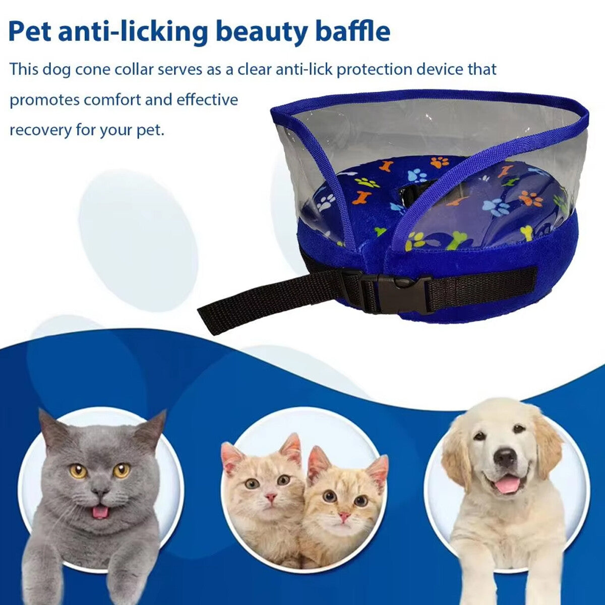 Pet Inflatable Recovery Collar Protective Medical Wound Healing Cone Fordogscats
