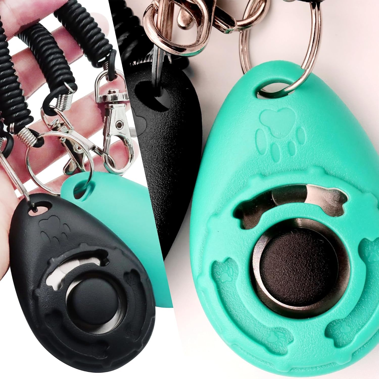 Pet Training Clicker with Wrist Strap - Dog Training Clickers (Black +Lake Blue)