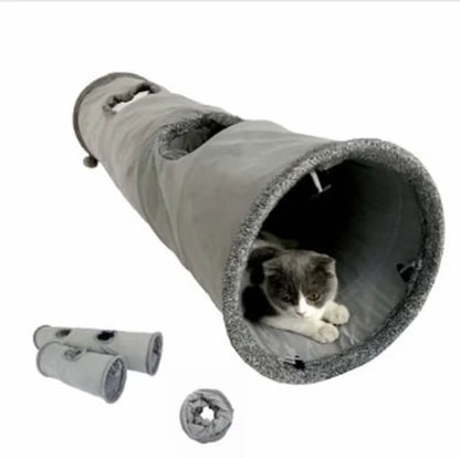Collapsible Cat Tunnel Kitten Play Tube for Large Cats Dogs Bunnies with Ball Fun Cat Toys 2 Suede Peep Hole Pet Toys WF