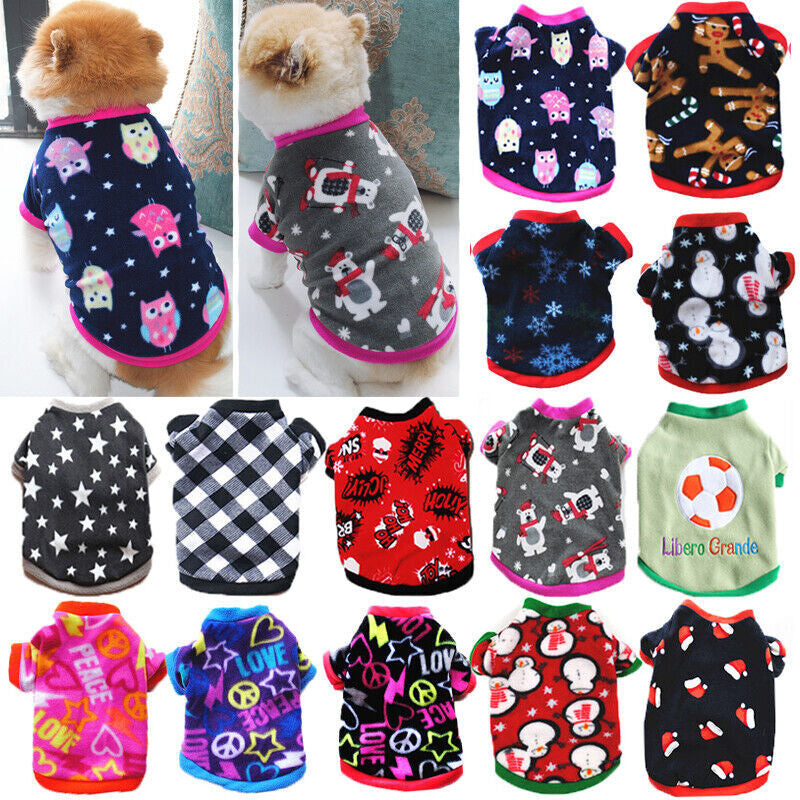 Dog Pet Fleece Clothes Cat Warm Sweater Coat Winter Puppy Jacket Apparel T Shirt