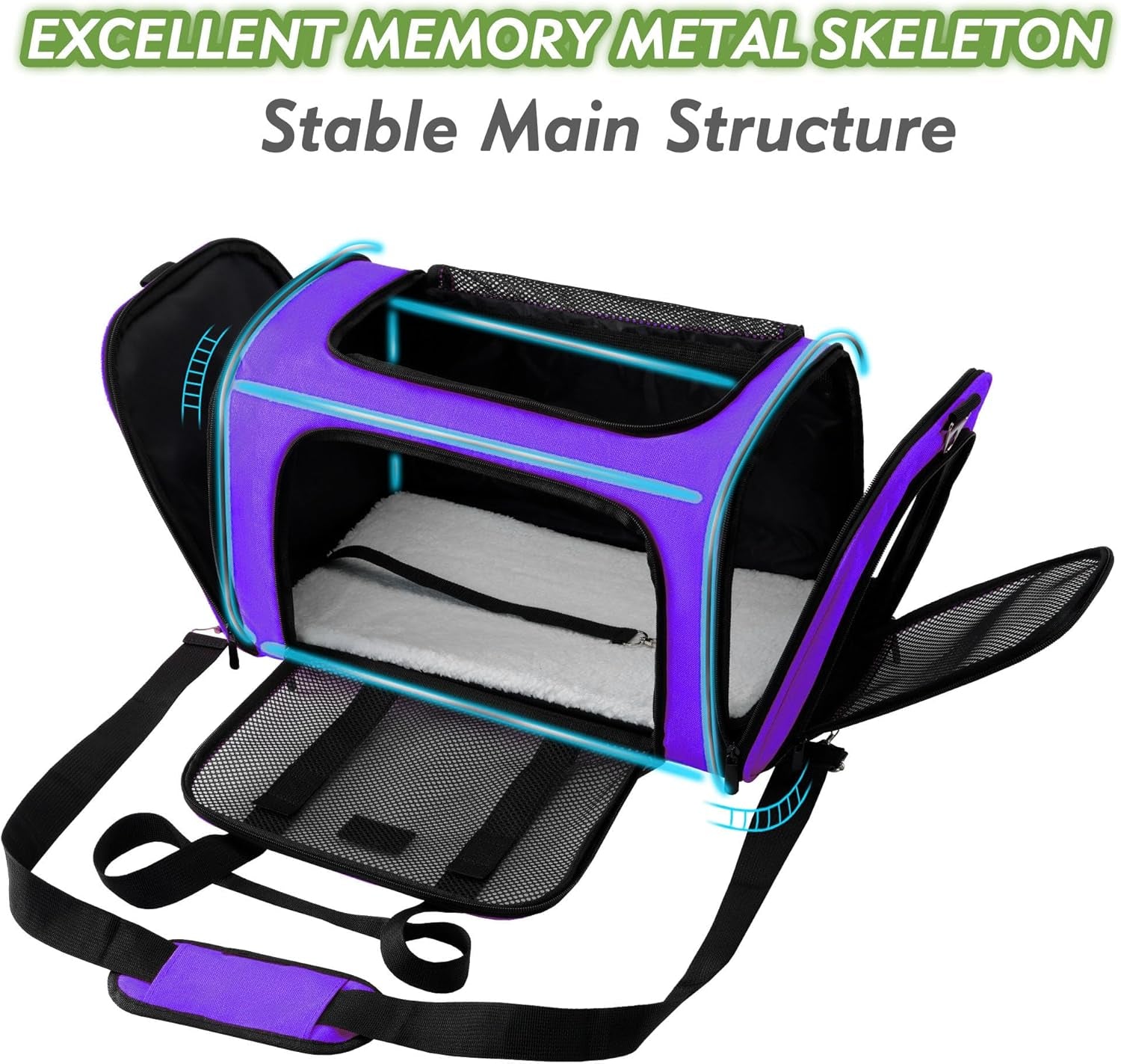 Dog Carrier Cat Carriers Airline Approved Pet Carrier for Small Medium Dogs Cats under 15Lbs Puppies Collapsible Soft Sided TSA Travel Puppy Carrier Bag (Medium, Purple)