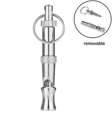 Silver Pets Whistle Adjustable Pet Training Sound Control Stainless Steel Puppy Bark Whistles with Suspendable Key Chain Dogs