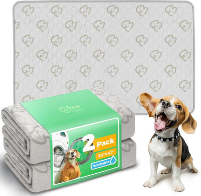 Washable Pee Pads for Dogs, Puppy Pads with Super Absorbent, Specifically Designed for 122Cm Dog Crates, 119Cm ×74Cm Rectangle, Khaki, 2 Packs