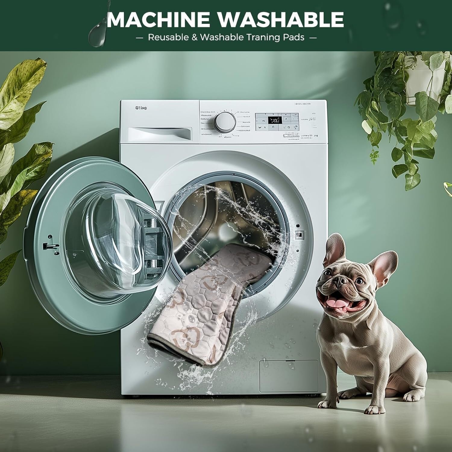 Washable Pee Pads for Dogs, Puppy Pads with Super Absorbent, Specifically Designed for 122Cm Dog Crates, 119Cm ×74Cm Rectangle, Khaki, 2 Packs