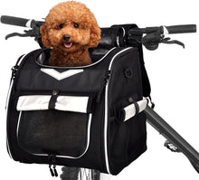 Dog Bike Basket Foldable Pet Bike Carrier Backpack with Safety Strap, Waterproof Pet Bicycle Basket for for Small Cats Kitten Puppy Dogs (Black