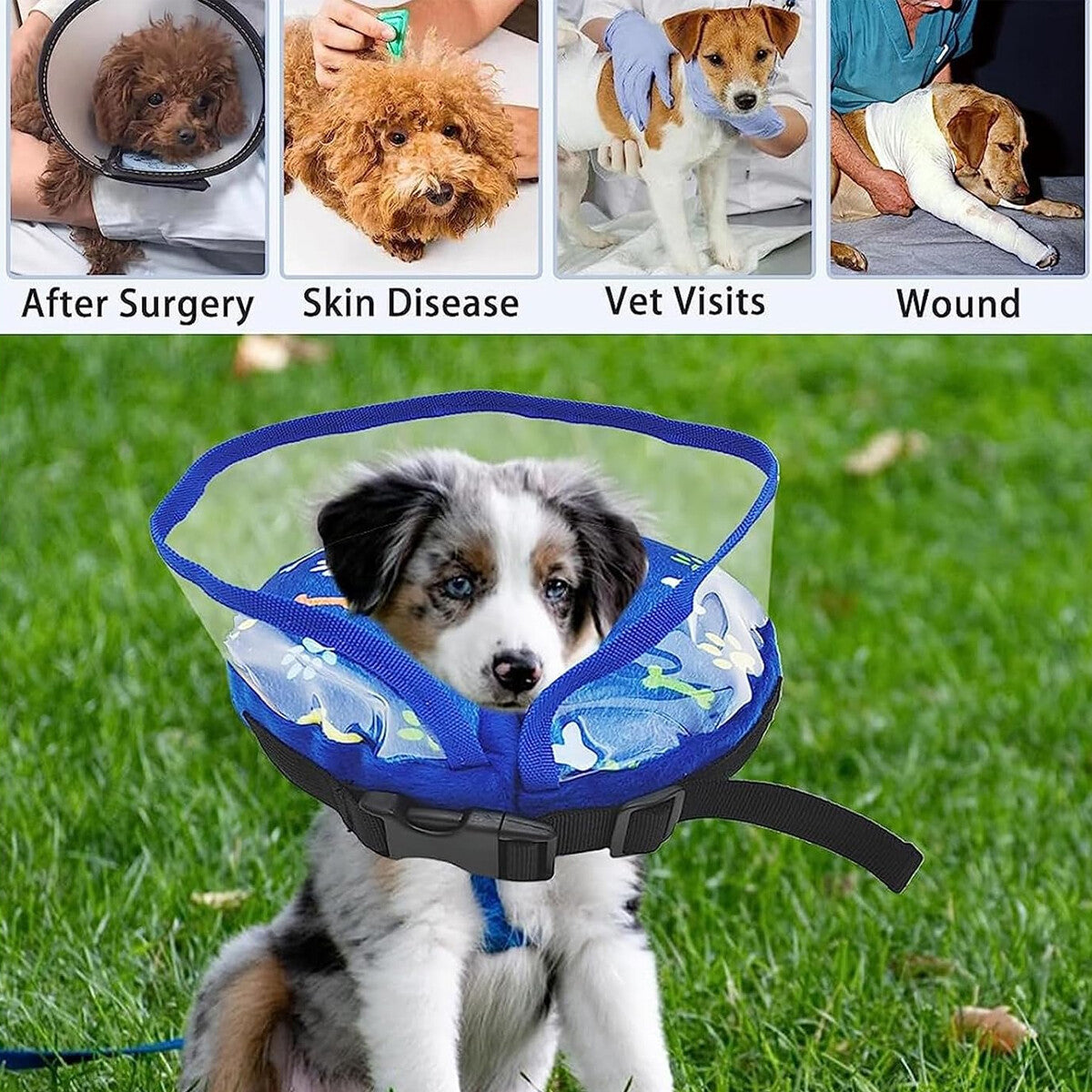 Pet Inflatable Recovery Collar Protective Medical Wound Healing Cone Fordogscats