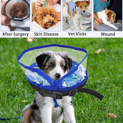 Pet Inflatable Recovery Collar Protective Medical Wound Healing Cone Fordogscats