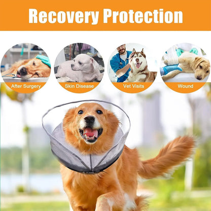 Pet Inflatable Recovery Collar Protective Medical Wound Healing Cone Fordogscats