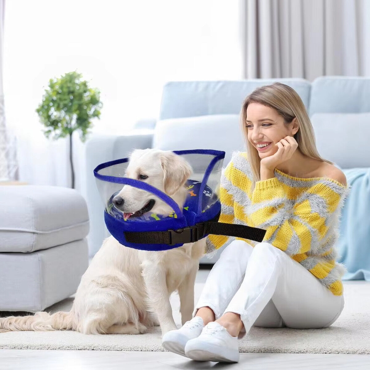 Pet Inflatable Recovery Collar Protective Medical Wound Healing Cone Fordogscats