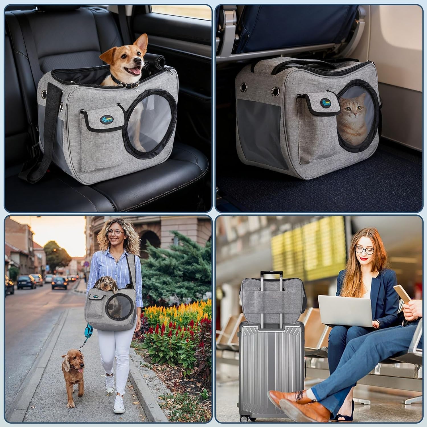 Pet Sling Carrier, Pet Airline Carrier Travel Bag, Fit 10~15Lb Cats&Dogs, Comfortable, Adjustable, Perfect for Airline, Travelling, Daily Walk, Outdoor Activity and Weekend Adventure